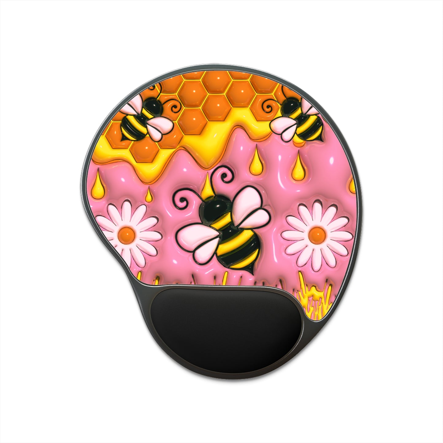 Honey Bee With Flowers Mouse Pad With Wrist Rest