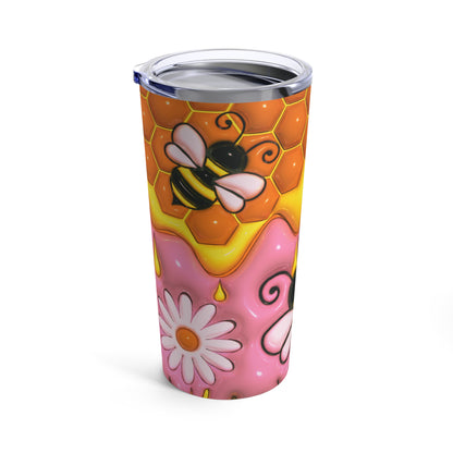 Honey Bee With Flowers 3D Design Tumbler with Straw, 20oz