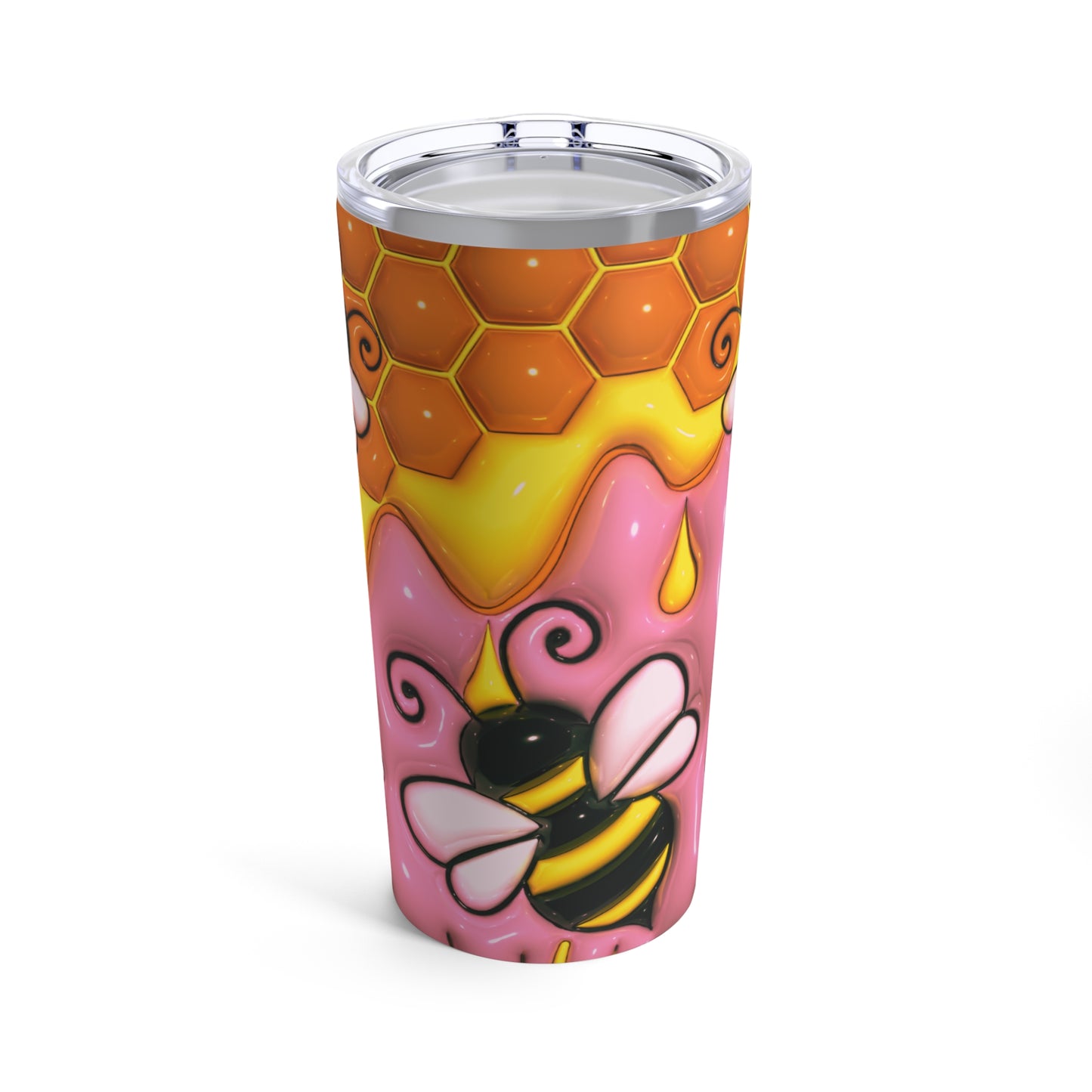 Honey Bee With Flowers 3D Design Tumbler with Straw, 20oz