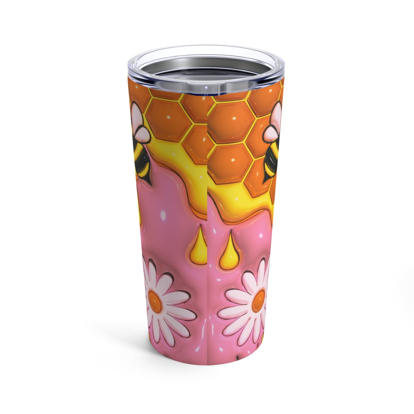 Honey Bee With Flowers 3D Design Tumbler with Straw, 20oz