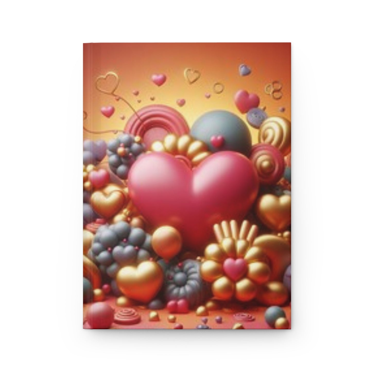 Beautiful Hearts Hardcover Journal, 3D Design with Matte Finish