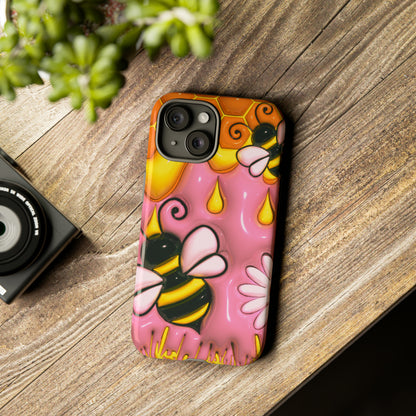 Honey Bee With Flowers 3D Design, Personalized Cell Phone Case, iPhone 15