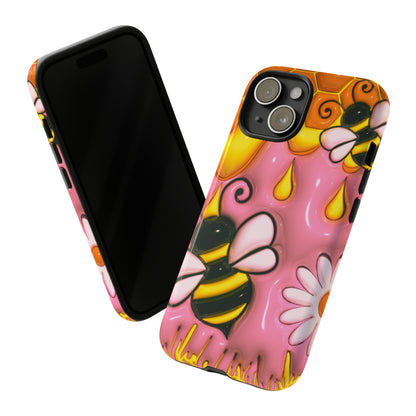 Honey Bee With Flowers 3D Design, Personalized Cell Phone Case, iPhone 15