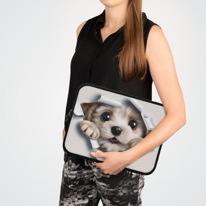 Laptop Sleeve with Cute 3D Puppy Design. Tablet Protector, 13"