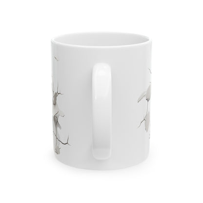 3D Ceramic Coffee Mug. Black Cat Breaking Through Coffee Mug, 11oz