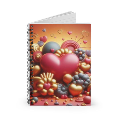 Beautiful Hearts Spiral Notebook - Ruled Line, 3D Design