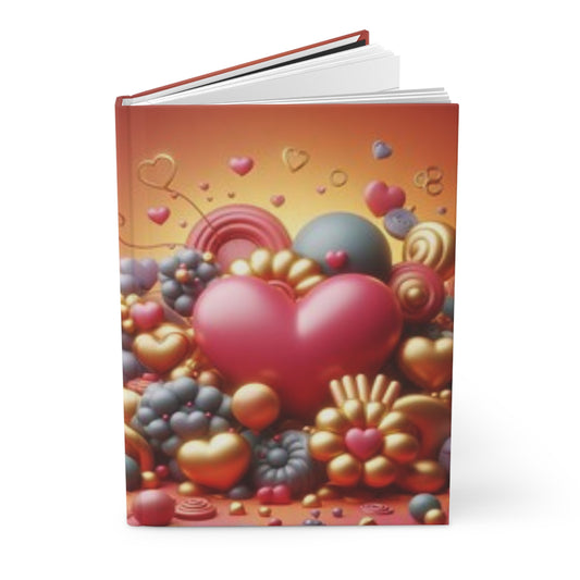 Beautiful Hearts Hardcover Journal, 3D Design with Matte Finish