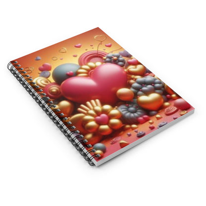 Beautiful Hearts Spiral Notebook - Ruled Line, 3D Design