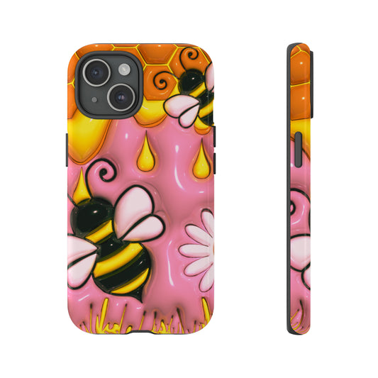 Honey Bee With Flowers 3D Design, Personalized Cell Phone Case, iPhone 15