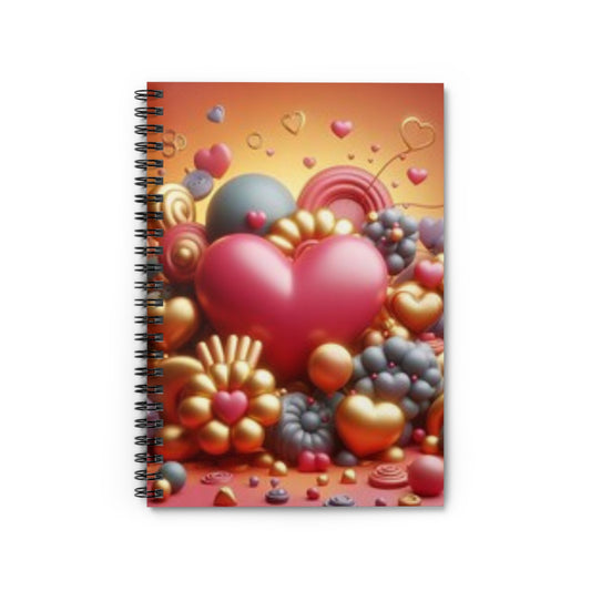 Beautiful Hearts Spiral Notebook - Ruled Line, 3D Design