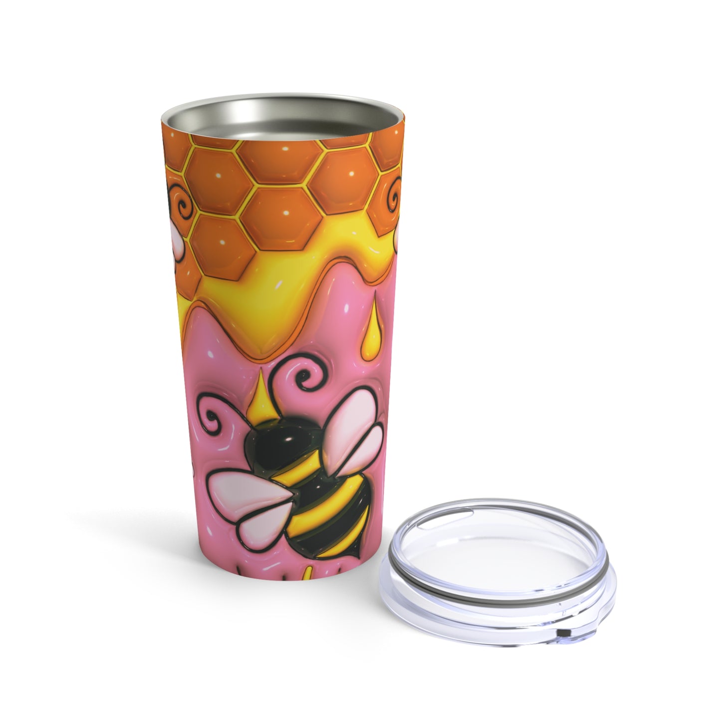 Honey Bee With Flowers 3D Design Tumbler with Straw, 20oz