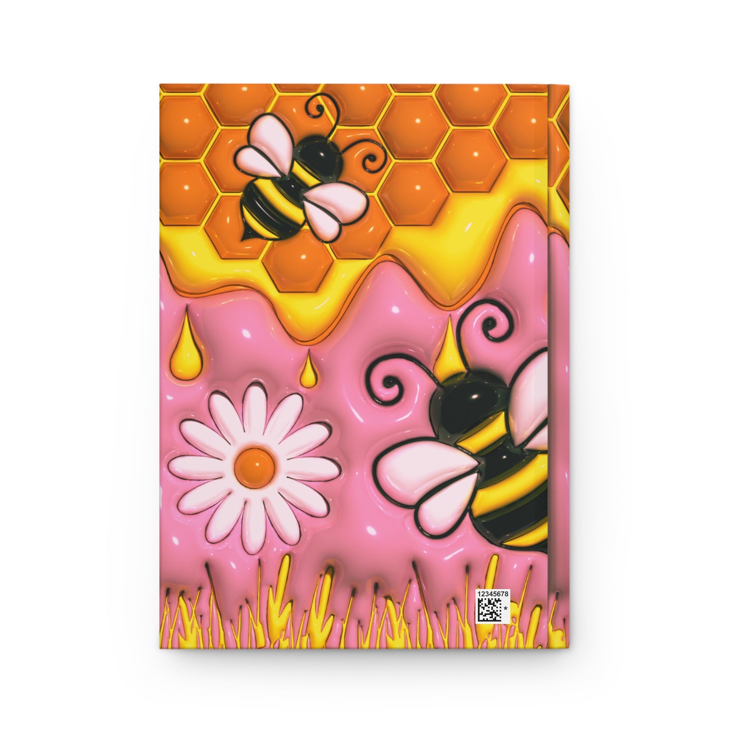 Honey Bee With Flowers 3D Design Journal, Personal Hardcover Notebook