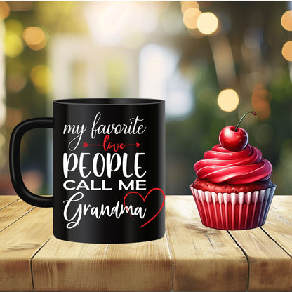 My Favorite People Call Me Grandma, Black Ceramic Mug 11oz